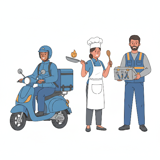 Three Indian part-time workers